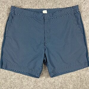 Fair Harbor Men's 30 Swim Trunks Blue Geometric Print Zipper Pocket Shorts